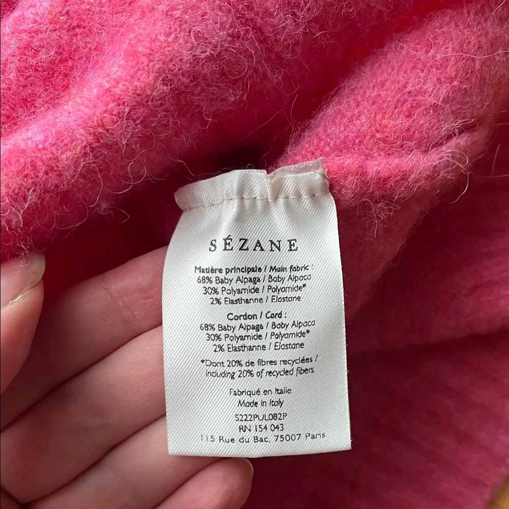 Sezane Pink Lace-Up Collared Women's Sweater - Picture 2 of 3
